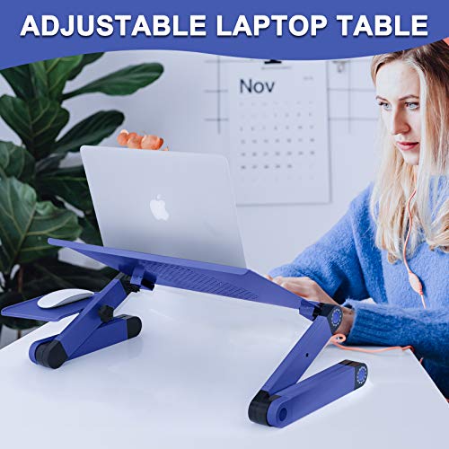 RAINBEAN Soporte para Ordenador portátil, Ajustable, Soporte para Ordenador portátil, Mesa portátil para la Cama, Escritorio ergonómico con Alfombrilla para ratón, Mesa para Ordenador Vented 17IN