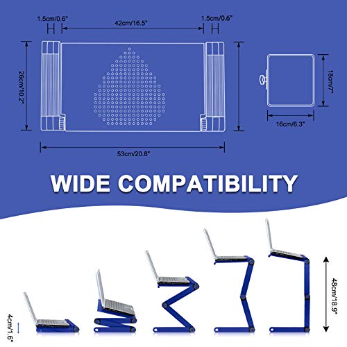 RAINBEAN Soporte para Ordenador portátil, Ajustable, Soporte para Ordenador portátil, Mesa portátil para la Cama, Escritorio ergonómico con Alfombrilla para ratón, Mesa para Ordenador Vented 17IN