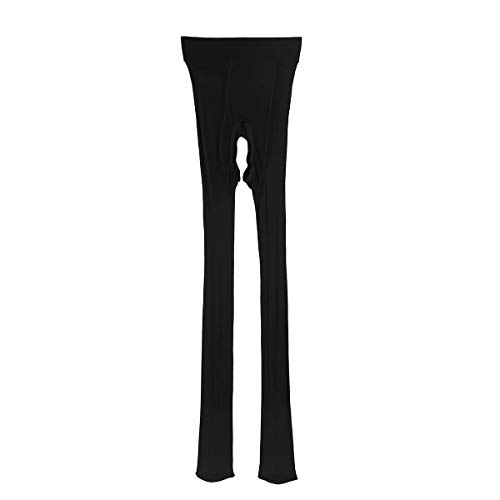 ranrann Sexy Leggings para Hombres Elásticas Medias Erótica Ropa Interior Enterpierna Abierto Seda de Hielo Pantys Pantyhose para Chicos Negro One Size