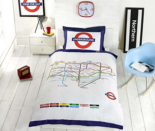 Rapport Homespace Direct - Juego de Funda de edredón y Almohada para Cama Individual, diseño de Londres