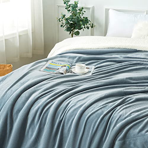 RATEL Manta de Lana de Cordero Gris Claro 150x200cm , Manta Reversible de Microfibra para Cama y Sofa-Manta de Forro Polar Gruesa Cálida y Esponjosa, Fácil de cuidar