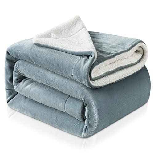 RATEL Manta de Lana de Cordero Gris Claro 150x200cm , Manta Reversible de Microfibra para Cama y Sofa-Manta de Forro Polar Gruesa Cálida y Esponjosa, Fácil de cuidar