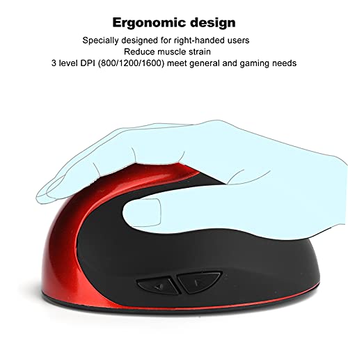 Ratón Ergonómico, Ratón óptico Vertical, Ergonomía Inalámbrica, Ratón De Ordenador para Juegos De Oficina, Reduce El Dolor De Muñeca(Rojo)