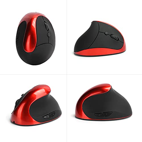 Ratón Ergonómico, Ratón óptico Vertical, Ergonomía Inalámbrica, Ratón De Ordenador para Juegos De Oficina, Reduce El Dolor De Muñeca(Rojo)