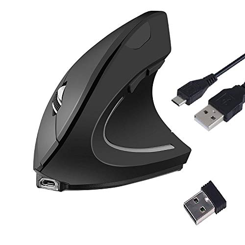 Ratón inalámbrico Mouse inalambrico Ratón ergonómico Vertical,Recargable Ratón 2.4Ghz 5 Botones 3DPI Protege Especialmente para PC, Macbook