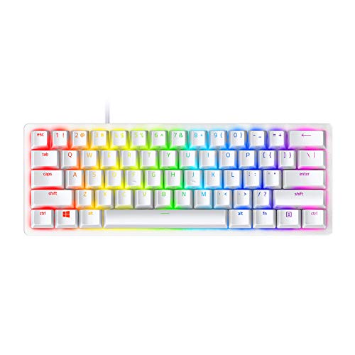 Razer Huntsman Mini Mercury Edition Teclado Compacto para Juegos,Compacto al 60 procentos con interruptores opto-mecánicos Lineares, Teclas PBT, Cable USB-C Desmontable, US Layout, Blanco