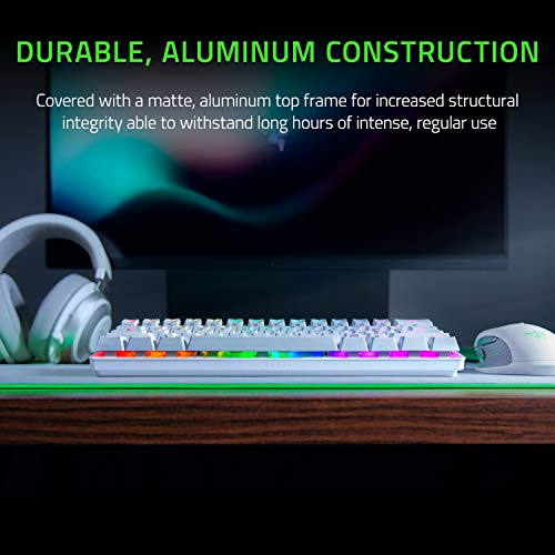 Razer Huntsman Mini Mercury Edition Teclado Compacto para Juegos,Compacto al 60 procentos con interruptores opto-mecánicos Lineares, Teclas PBT, Cable USB-C Desmontable, US Layout, Blanco