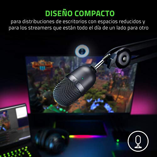 Razer RZ19-03450200-R3M1 - Seiren Mini Micrófono compacto para USB para streaming, compacto con patrón polar supercardioide, soporte inclinable, amortiguador integrado, Quartz / Rosa