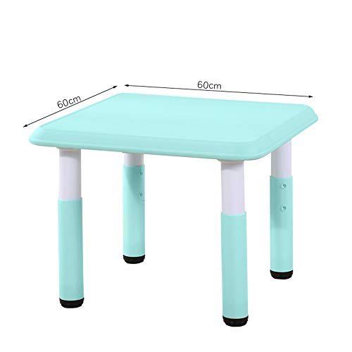 RBH Juego de Mesa de Estudio para niños Mesa de plástico para niños y 2 sillas, Kinder Puede Levantar Mesa y sillas Inicio Mesa de Estudio para niños y Silla 60 * 60 cm