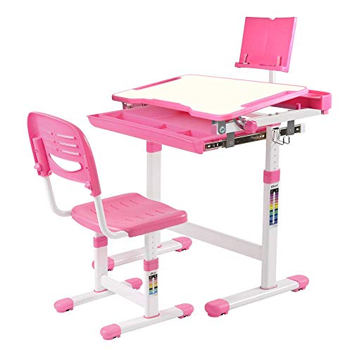 RBH Juego de Mesa y Silla para niños Mesa y Silla de Estudio, Tablero de Clip de Levantamiento Ajustable y Mesa inclinable - Mesa Multifuncional para niños