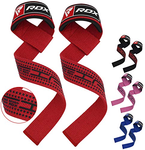 RDX Correas Levantamiento de Pesas, 5MM Neopreno Soporte de Muñeca Acolchado, Muñequeras Agarres Gel Straps, Powerlifting Fitness Peso Culturismo Gimnasio Deportivas Gym Agarraderas, Mujeres Hombres