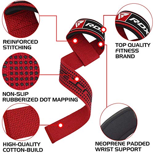 RDX Correas Levantamiento de Pesas, 5MM Neopreno Soporte de Muñeca Acolchado, Muñequeras Agarres Gel Straps, Powerlifting Fitness Peso Culturismo Gimnasio Deportivas Gym Agarraderas, Mujeres Hombres