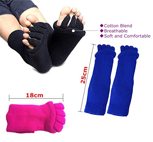 ReachTop Calcetines del Separador del Dedo del pie, 3 Pares de Calcetines de la alineación del pie Calcetines sin Dedos del Dedo del pie del Masaje del Gimnasio de la Yoga