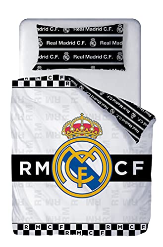 Real Madrid Juego de Cama 2 Pieza. Funda Nórdica + Funda de Almohada. Producto Oficial (150x220cm + 45x110cm) RM1910133