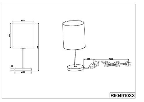 Reality Lighting R50491001 Jerry - Lámpara de mesa, bombilla excl. 1x E14, max. 40 W, 230V ~ 50Hz, cromo/blanco, 28 x 13 x 15 cm