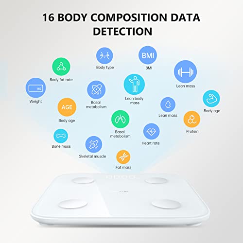 realme Báscula de Baño Digital, Bascula Grasa Corporal y Muscular Báscula de Composición Corporal, Medición Precisa, Bluetooth Low Energy 5.0, Batería de Larga Duración, Diseño Simple - Blanco