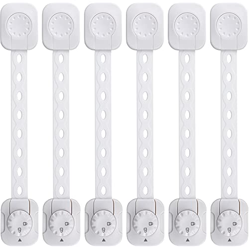 REDTRON Cerraduras de Seguridad para Niños, 6Pcs Bloqueo de Seguridad con Adhesivo de 3M, Cerraduras a Prueba de Bebé para Gabinetes, Cajones, Neveras(Blanco, No se necesita usar taladros)