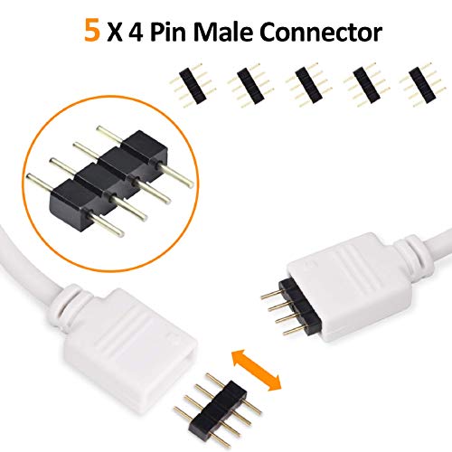 REDTRON Conector de tira LED,Conector LED RGB de 10mm que incluye 10x conectores en forma de L, Cable divisor de 2 vías, 4x puentes conectores de tiras[Clase de eficiencia energética A]