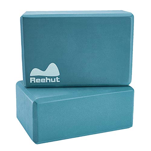 REEHUT Bloques de Yoga (1pc o 2pcs) - Bloque de Espuma EVA de Alta Densidad para Apoyar y Profundizar Las Poses, Mejorar la Fuerza y Ayudar en el Equilibrio y la Flexibilidad (Turquesa,2pc)