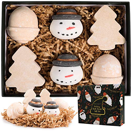 Regalo Mujer Navidad, Body & Earth Bombas de Baño Espuma Set Regalo Mujer 6 Piezas Aroma de Lavanda, Rosa y Vainilla Set Sal de Baño en Forma de Figura de Nieve Kit de Burbujas de Baño, Bolas de Baño