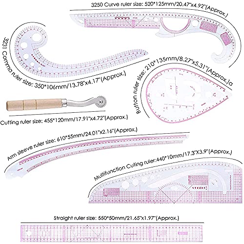 Regla De Costura DIY Juego, Regla De Costura Métricas, Regla Curva Para Costura, Regla Métrica Francesa DIY Herramientas De Costura Para Coser, Diseño Plegable, Plantilla De Dibujo (7 Estilo)