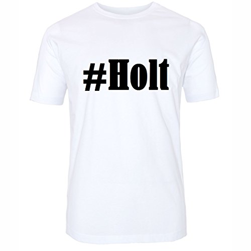 Reifen-Markt Camiseta #Holt Hashtag para mujer y hombre en blanco y negro