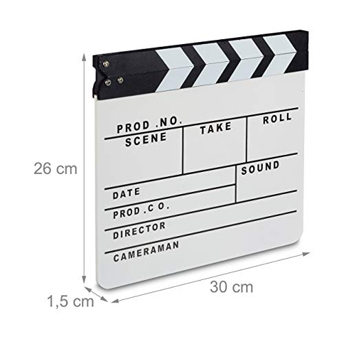 Relaxdays Claqueta Cine para Escribir, Color Blanco (10021347)