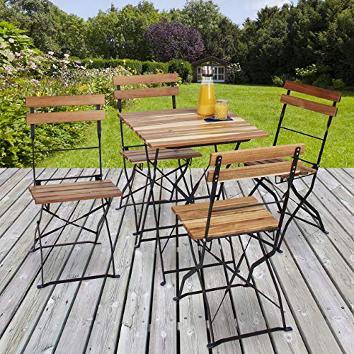 Relaxdays – Conjunto de 4 sillas Plegables, Estructura de Metal Negro Mate, Respaldo, 84 x 42 x 44 cm, Color Natural