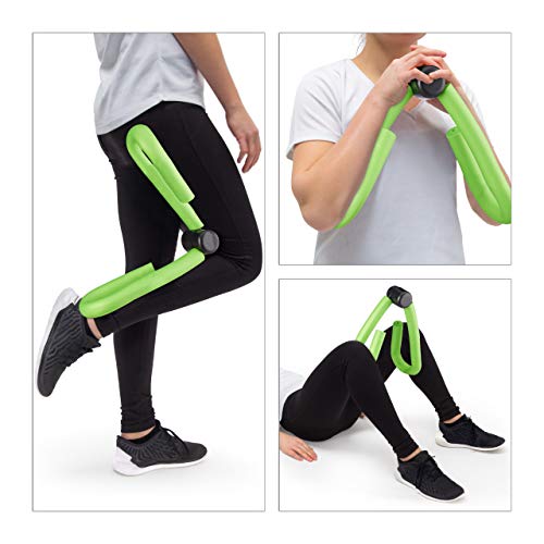 Relaxdays Máquina para piernas, Aparato de Deporte, Estimulador Muscular, Gomaespuma, Verde, Adultos Unisex, 10,5 x 47 x 19 cm