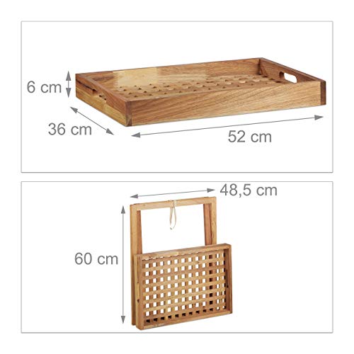 Relaxdays Mesa Auxiliar Plegable con Bandeja Extraíble, Mesita Sofá, Café, Madera Nogal, 1 Ud., 54 x 52 x 36 cm, Marrón