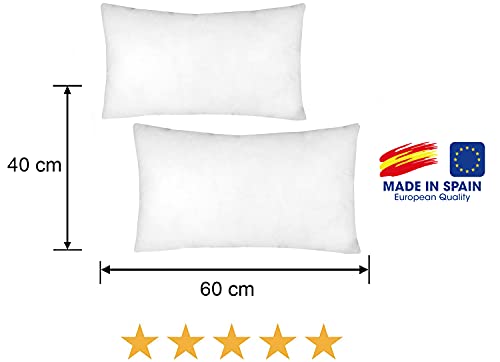 Relleno Cojín 40x60 2 Unidades Antiácaros Extra Densidad, Lavable, Efecto Nube, hipoalergénicos para Rellenos, Cojines de Sofá o Cama, Almohada Fibra Hueca Siliconada