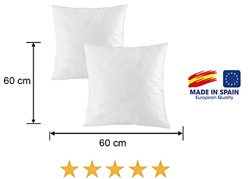 Relleno Cojín 50x50 2 Unidades Antiácaros Extra Densidad, Lavable, Efecto Nube, hipoalergénicos para Rellenos, Cojines de Sofá o Cama, Almohada Fibra Hueca Siliconada