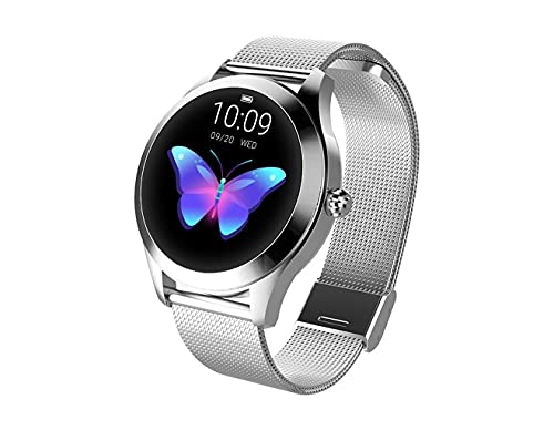 Reloj redondo IP68 a prueba de agua con pantalla táctil inteligente for las mujeres, Smart Watch KW10, perseguidor de la aptitud con la frecuencia cardíaca y dormir pulsera podómetro for iOS/Android