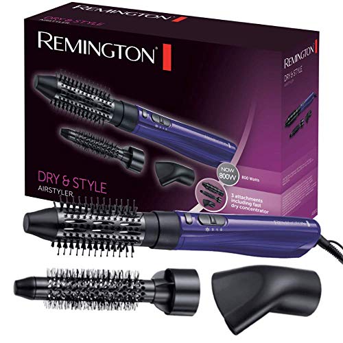 Remington Cepillo Moldeador Dry & Style - Moldeador de Pelo, Cerámica y Turmalina Iónica, Kit Moldeador, 3 Accesorios, 800 W, Azul- AS800