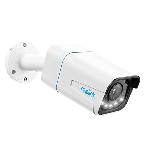 Reolink 4K Cámara Vigilancia PoE con Foco, Detección de Personas/Vehículos, Zoom óptico 5X, Color Visión Nocturna Lapso de Tiempo Audio Bidireccional, Ranura para Tarjetas Micro SD, RLC-811A