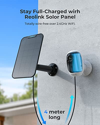 Reolink Cámara Solar de Vigilancia Exterior WiFi con Batería Recargable, Camara IP Sin Cables con PIR Sensor 1080P Lapso de Tiempo Audio de 2 Vía con Ranura para Tarjeta SD, Argus 2E con Panel Solar