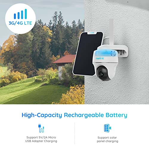 Reolink Cámara Vigilancia 4G LTE Solar Exterior con Batería y Pan&Tilt, 1080P Camara IP Sin Cables PIR Sensor Ranura Tarjeta SIM SIN WiFi, Audio Bidireccional Visión Nocturna, Go PT con Panel Solar