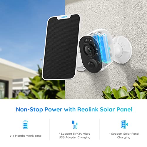 Reolink Cámara WiFi Vigilancia Exterior con Batería Recargable, Solar Cámara IP Sin Cables 1080P Visión Nocturna en Color Audio de 2 Vias, PIR Detección de Movimiento, Argus 3 con Panel Solar