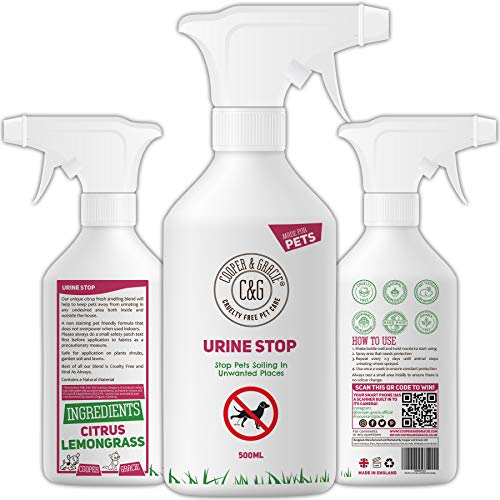 Repelente de orina C&G para repeler Gatos y Perros. Detener la marcación repetida de Gatos y Perros en Interiores y Exteriores. Destructor de orina con enzimas 100% Naturales. 500 ML