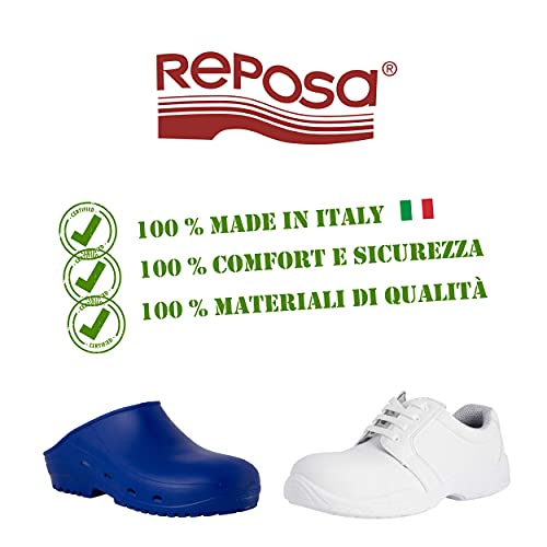 REPOSA Ultralight Zuecos Sanitarios, Zapatos de Enfermera Material eva, Zapatos Sanitarios Ligeros Tipo Zueco, Superior Cerrada, Agujeros Laterales, Plantilla anatómica, Suela SRC