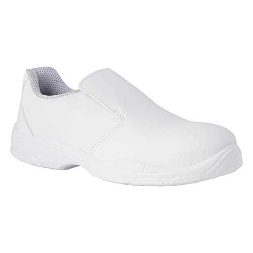 REPOSA Zapatos de Trabajo de ENFERMERÍA. Zapatos Sin Cordones y con Punta con Talón Cerrado. Suela Antideslizante de Poliuretano SRC con Sistema Antichoque y Antiestático. Tela Transpirable y Ligera