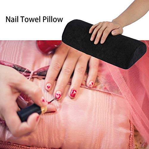 Reposamanos suave Almohada lavable para manos Soporte de almohada de esponja Reposabrazos Arte de uñas Manicura pequeña Reposamanos Cojín (negro) ESjasnyfall