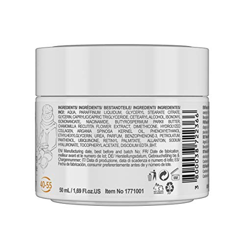 RevitaLAB - Crema hidratante antiarrugas de día y de noche con colágeno enriquecida con ácido hialurónico, Q10, aceite de argán y un filtro UVA/UVB, franja de edad 40-55, 50 ml