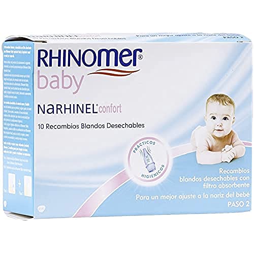 Rhinomer Baby, Narhinel Confort, Recambios Blandos Desechables, para un Mejor Ajuste a la Nariz del Bebé, con Filtro Absorbente, x 10