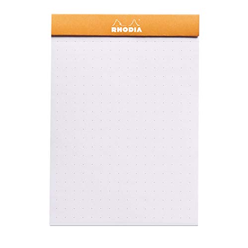 RHODIA 12558C - Bloc-Notes Agrafé Dotpad N°12 Orange - 8,5x12 cm - Pointillés Dot - 80 Feuilles Détachables - Papier Clairefontaine 80G - Couverture en Carte Enduite Souple et Résistante - Basics