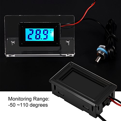 Richer-R Kit de Detector de Temperatura para Sistema de Refrigeración por Agua de PC Temperature Detector(Termómetro con Pantalla LCD/Marco/Sonda Impermeable)(ermómetro Digital)