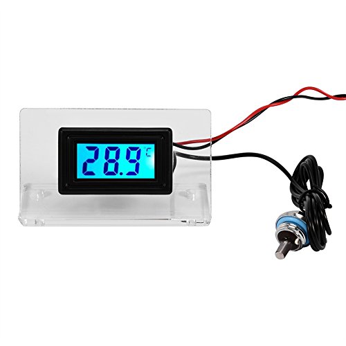 Richer-R Kit de Detector de Temperatura para Sistema de Refrigeración por Agua de PC Temperature Detector(Termómetro con Pantalla LCD/Marco/Sonda Impermeable)(ermómetro Digital)