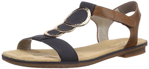 Rieker 64278, Sandalias Punta Cerrada Mujer, Azul-Blau (Pazifik/Amaretto / 16), 37 EU