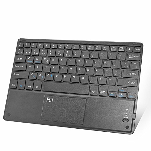 Rii BT11 Ultra-delgado teclado bluetooth con una función de multi-touchpad y batería recargable,color negro - QWERTY Español