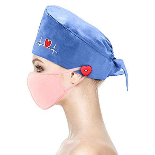 Riou Gorro Quirofano para Hombres y Mujeres Gorro de Enfermería Médico para Pelo Largo Reutilizable Gorro Quirúrgico Algodón Vendaje Ajustable Gorro de Cirugía